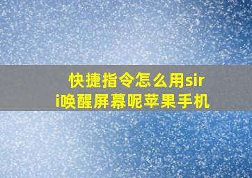 快捷指令怎么用siri唤醒屏幕呢苹果手机