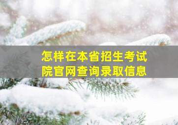 怎样在本省招生考试院官网查询录取信息