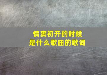 情窦初开的时候是什么歌曲的歌词