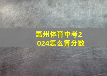 惠州体育中考2024怎么算分数