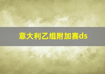 意大利乙组附加赛ds