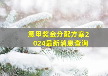 意甲奖金分配方案2024最新消息查询