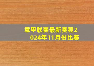 意甲联赛最新赛程2024年11月份比赛