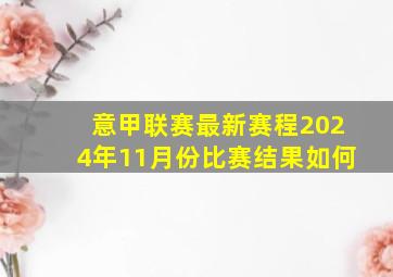 意甲联赛最新赛程2024年11月份比赛结果如何