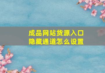 成品网站货源入口隐藏通道怎么设置