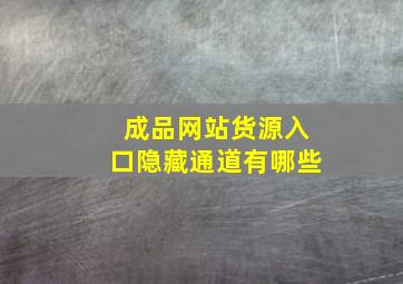 成品网站货源入口隐藏通道有哪些