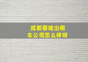 成都蓉城出租车公司怎么样呀