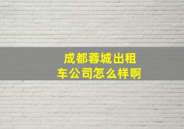 成都蓉城出租车公司怎么样啊