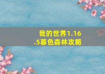 我的世界1.16.5暮色森林攻略