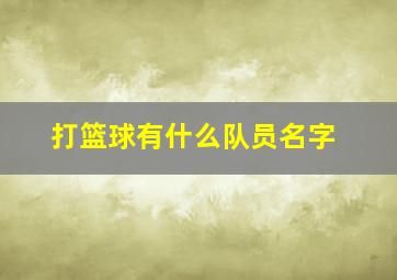 打篮球有什么队员名字