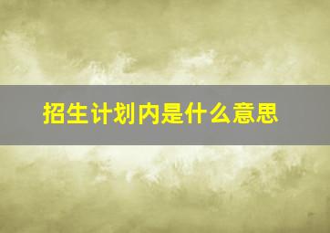 招生计划内是什么意思