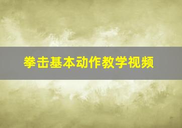 拳击基本动作教学视频