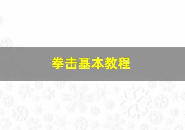 拳击基本教程