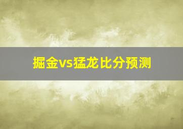 掘金vs猛龙比分预测