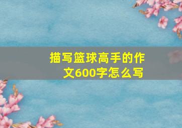 描写篮球高手的作文600字怎么写