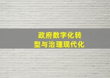 政府数字化转型与治理现代化