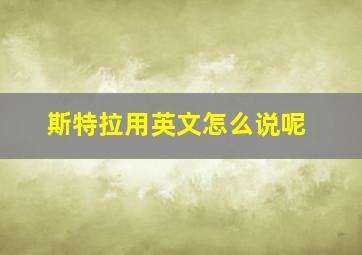 斯特拉用英文怎么说呢