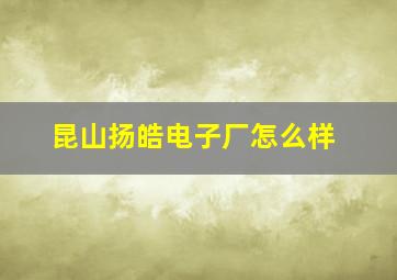 昆山扬皓电子厂怎么样