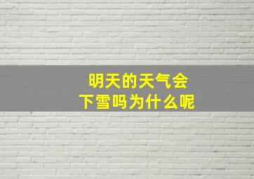 明天的天气会下雪吗为什么呢