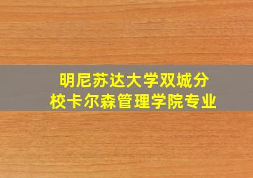 明尼苏达大学双城分校卡尔森管理学院专业