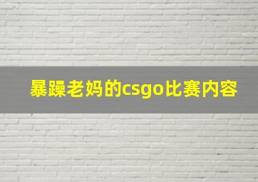 暴躁老妈的csgo比赛内容