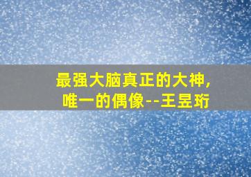 最强大脑真正的大神,唯一的偶像--王昱珩