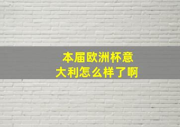 本届欧洲杯意大利怎么样了啊