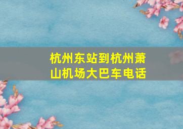 杭州东站到杭州萧山机场大巴车电话