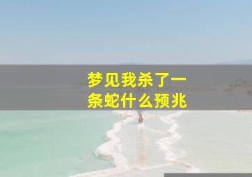 梦见我杀了一条蛇什么预兆