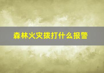 森林火灾拨打什么报警