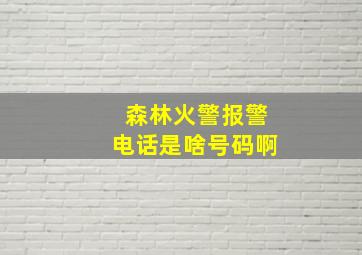 森林火警报警电话是啥号码啊