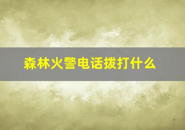 森林火警电话拨打什么