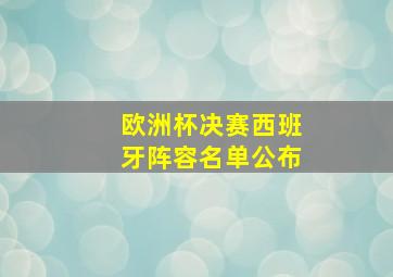 欧洲杯决赛西班牙阵容名单公布