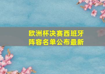 欧洲杯决赛西班牙阵容名单公布最新