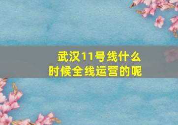 武汉11号线什么时候全线运营的呢