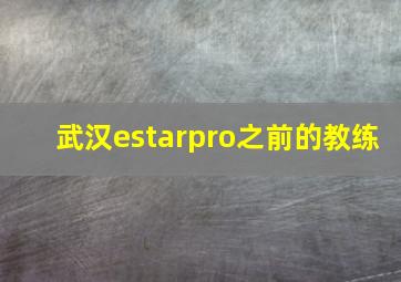 武汉estarpro之前的教练