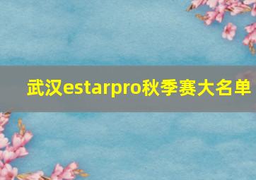 武汉estarpro秋季赛大名单