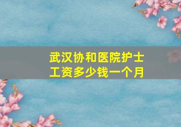 武汉协和医院护士工资多少钱一个月