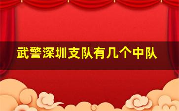 武警深圳支队有几个中队