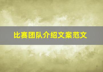 比赛团队介绍文案范文