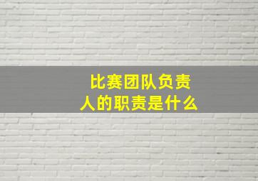 比赛团队负责人的职责是什么