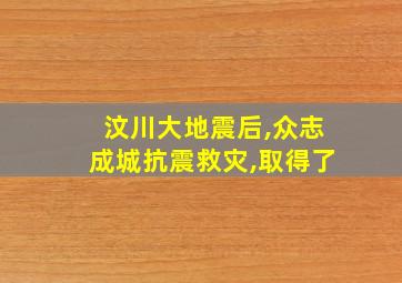 汶川大地震后,众志成城抗震救灾,取得了