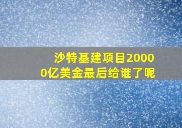 沙特基建项目20000亿美金最后给谁了呢