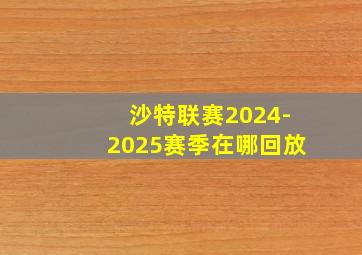 沙特联赛2024-2025赛季在哪回放