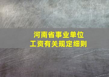 河南省事业单位工资有关规定细则