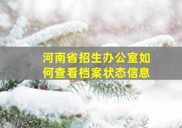 河南省招生办公室如何查看档案状态信息