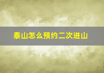 泰山怎么预约二次进山