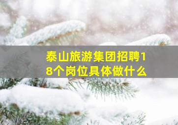 泰山旅游集团招聘18个岗位具体做什么