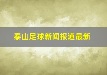 泰山足球新闻报道最新