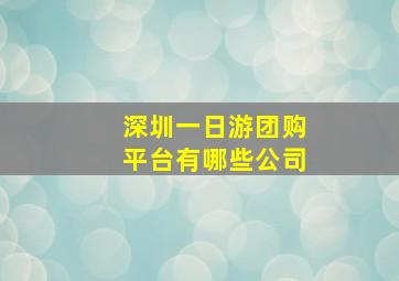 深圳一日游团购平台有哪些公司